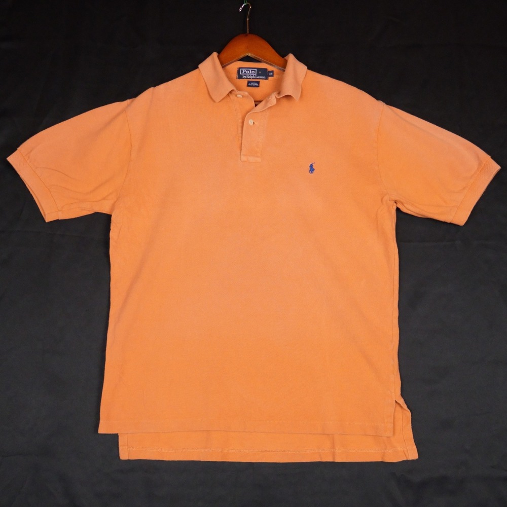 Polo Ralph Lauren Polo Mens M Orange Solid Short Sleeve Pique Cotton Classic
